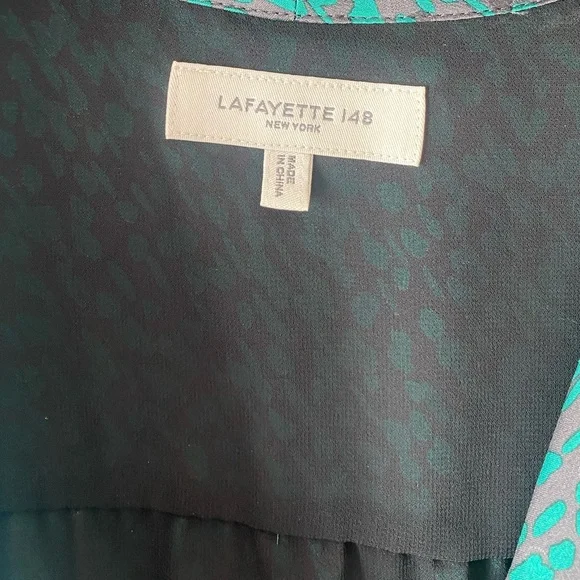 Lafayette 148 New York - Clementine Belted Silk Dress - Wintergreen Multi - XL - Picture 4 of 8